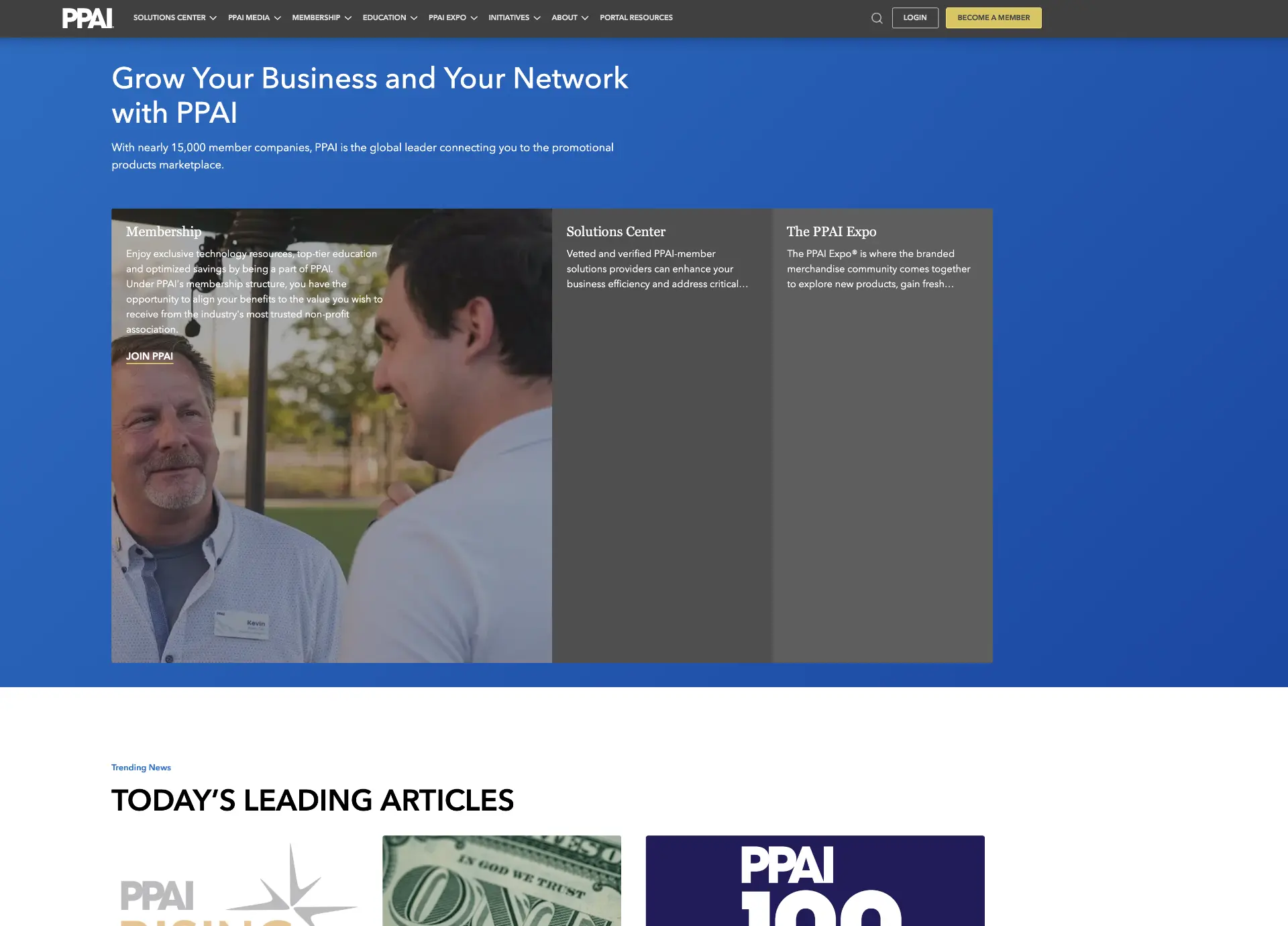 Current PPAI homepage after the redesign